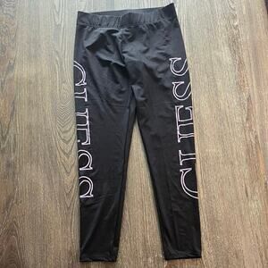 NWOT Guess Crop Leggings High Rise Elastic Waist Pull-On Logo Print Black Size M